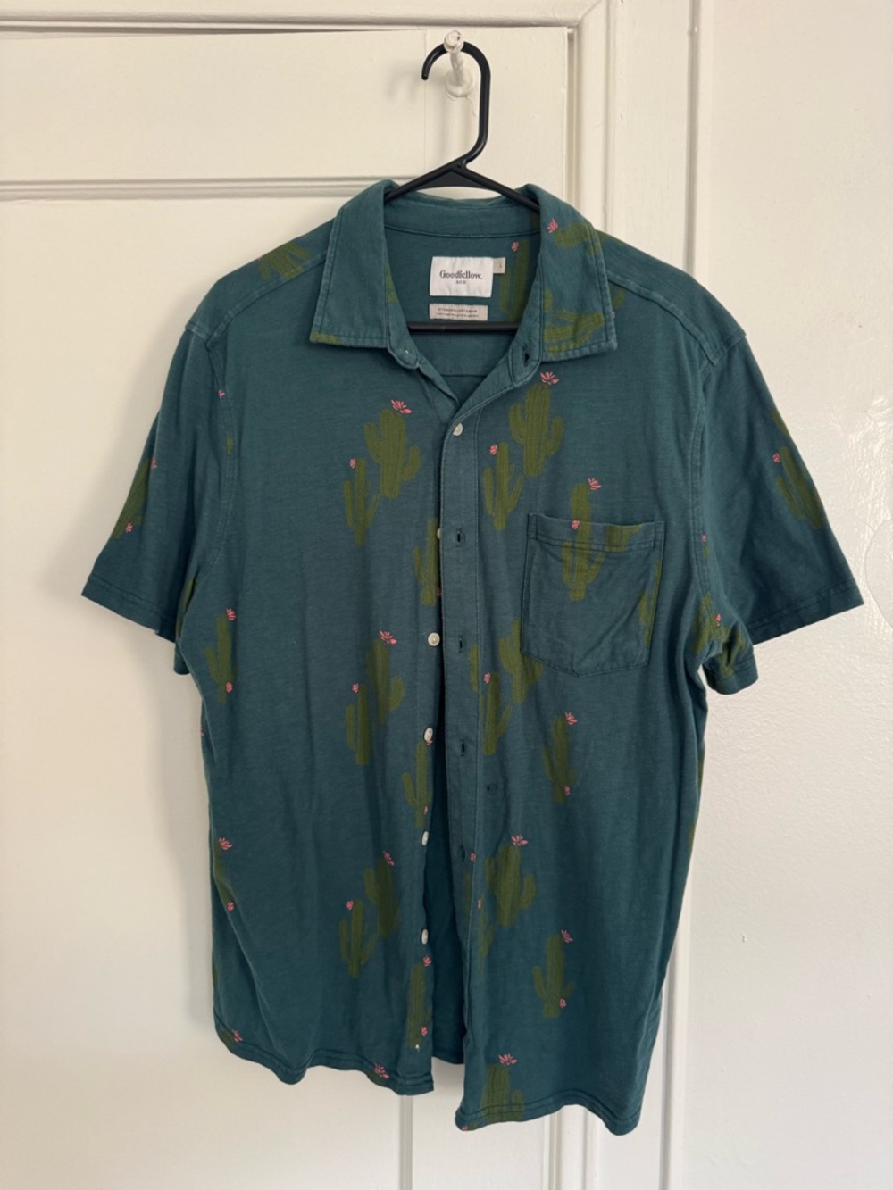 Goodfellow & Co Teal Green Short-Sleeve Cactus Button-Down Shirt